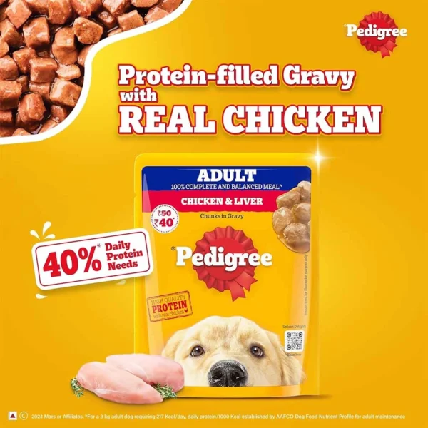 Pedigree Chicken and Liver Chunks in Gravy Adult Dog Wet Food - Image 3