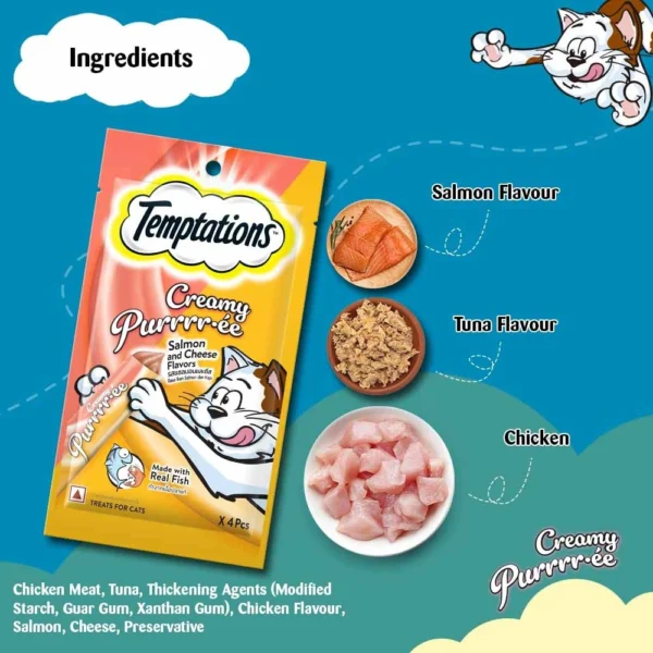 Temptations Creamy Purrrr-Ée Salmon & Cheese Flavour Cat Treats - Image 3