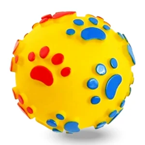 Paw Print Pattern Squeaky Ball Toy for Dogs