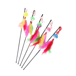 Bell Ball Cat Teaser Stick | Interactive Natural Feather Cat Kitten Toy