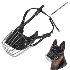 Stainless Steel Dog Muzzle | Metal Wire Cage Anti-Bite & Anti-Bark Muzzle